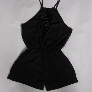 BLACK HALTER STYLE ROMPER WITH LARGE KEYHOLE BACK OPENING SIZE LARGE